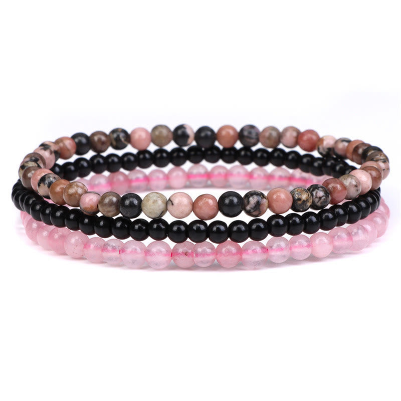 Mythstone 3Pcs Natural Crystal Stone Inner Peace Spiritual Bracelet