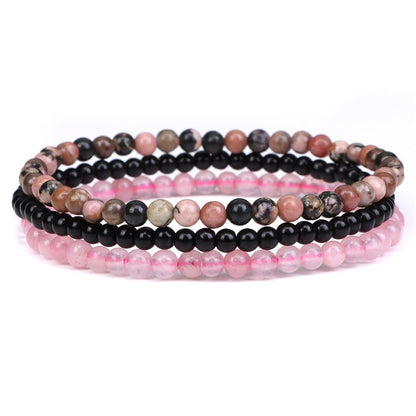 Mythstone 3Pcs Natural Crystal Stone Inner Peace Spiritual Bracelet