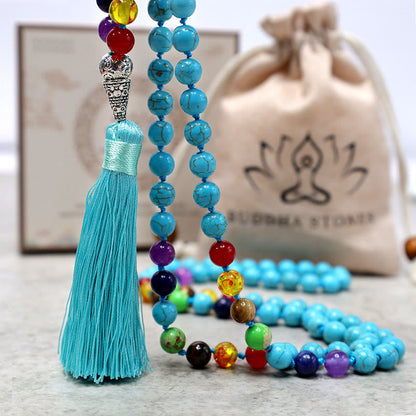 Mythstone 108 Mala Turquoise Beads Yoga Meditation Prayer Beads Necklace