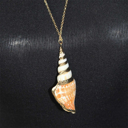 Mythstone Natural Shankha Conch Shell Seashell Lucky Necklace Pendant