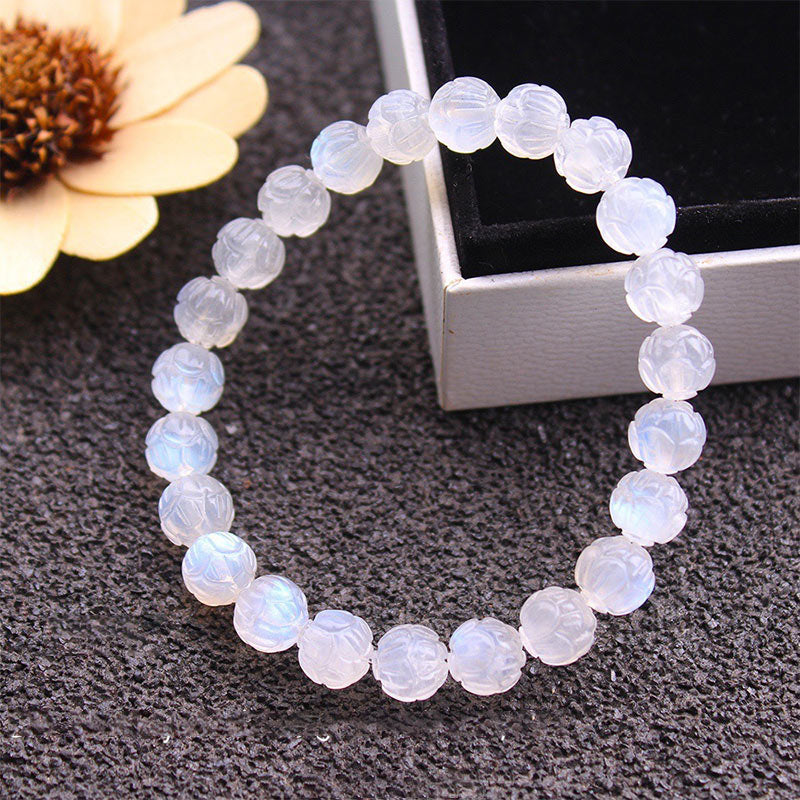 Mytthstone Natural Moonstone Lotus Love Bracelet