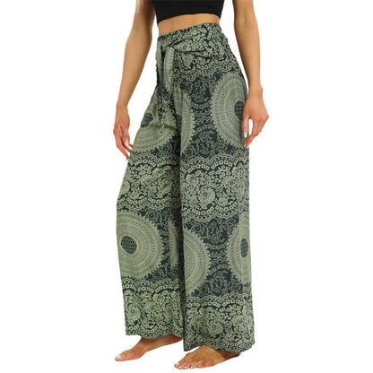 Mythstone Boho Lace-up Wide Leg Pants Women's Yoga Pants