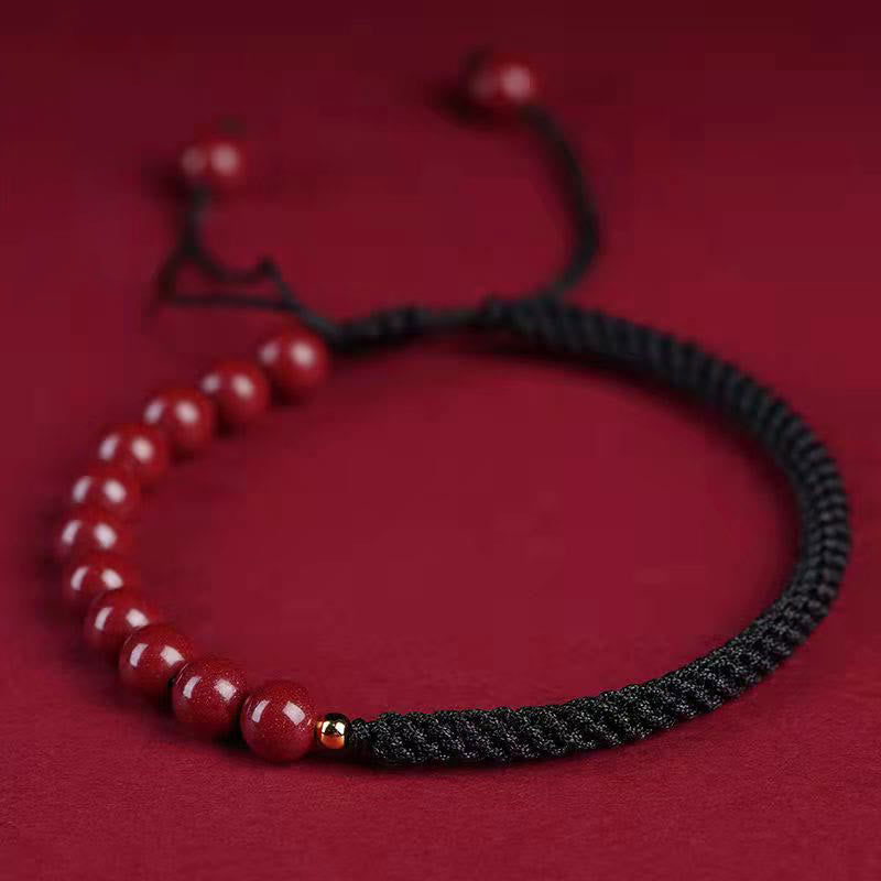 Mythstone Natural Cinnabar King Kong Knot Blessing String Bracelet