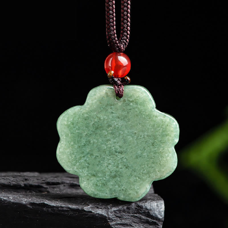 Mytthstone Natural Lucky Four Leaf Clover Jade Prosperity Necklace Pendant