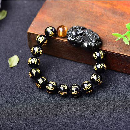 Mythstone FengShui PiXiu Obsidian Wealth Bracelet