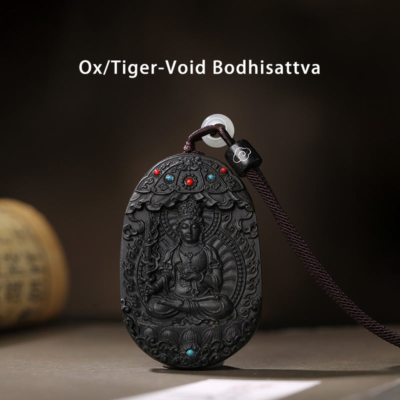 Mythstone Chinese Zodiac Natal Buddha Agarwood Om Mani Padme Hum Lotus Peace Necklace Pendant