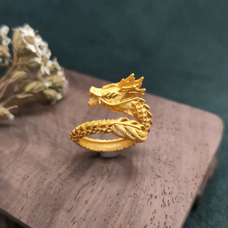 Mythstone Golden Dragon Success Strength Ring