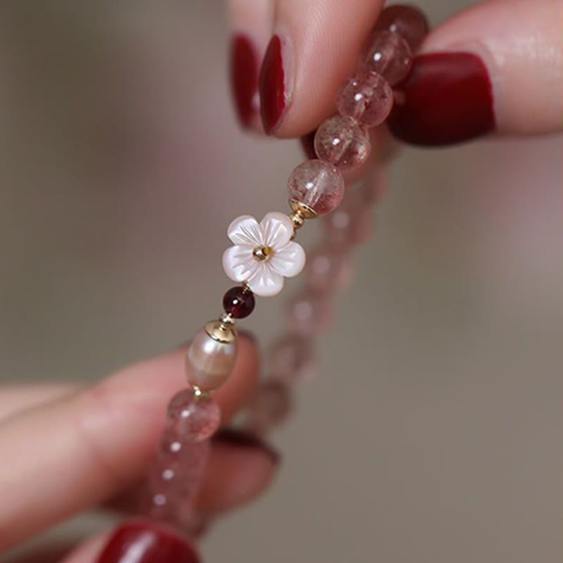 MythStone Strawberry Quartz Peach Blossom Love Bracelet