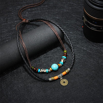 Mythstone Turquoise Dzi Bead Protection Necklace