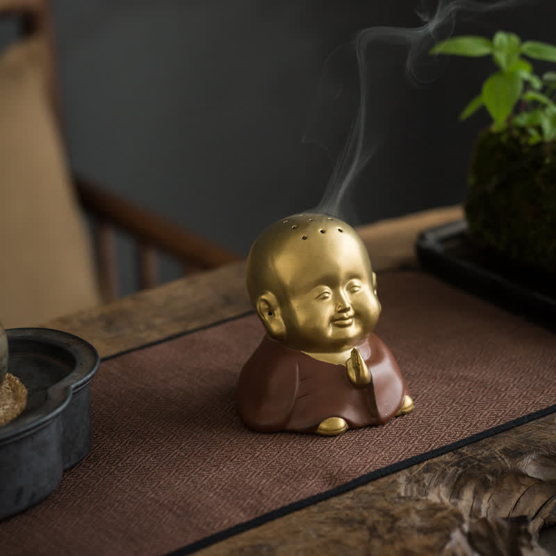 Mythstone Little Buddha Laughing Buddha Ceramic Healing Incense Burner