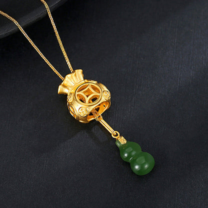 Mythstones  Auspicious Feng Shui Money Bag Jade Pendant Necklace