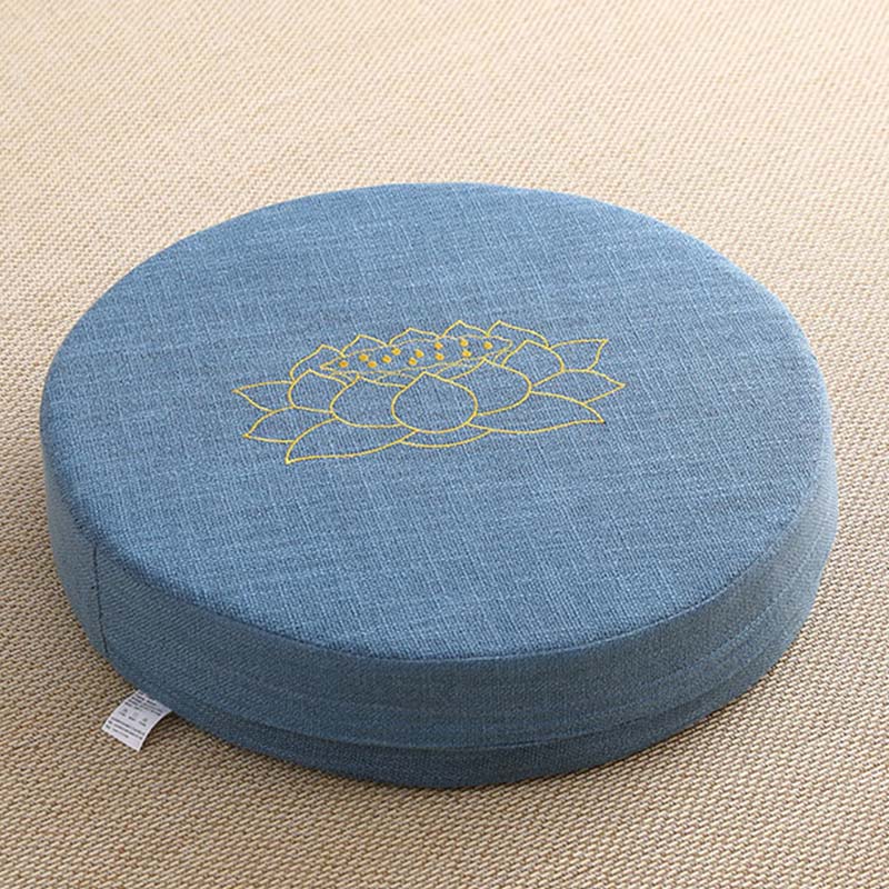 Mythstone Lotus Embroidery Cotton Linen Meditation Seat Cushion