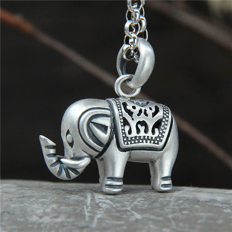 Mythstone 990 Sterling Silver Elephant Strength Necklace Pendant