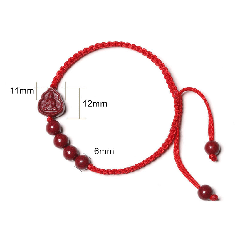 Mythstone Laughing Buddha Avalokitesvara Cinnabar Blessing String Bracelet