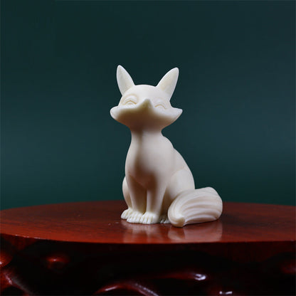 Mythstone Mini Nine-tailed Fox Ivory Fruit Protection Home Decoration