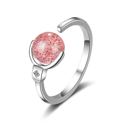 Anillo giratorio relajante de cristal rosa Mythstone 