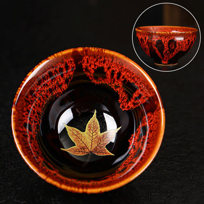 Mythstone Maple Leaf Colorful Ceramic Teacup Home Tea Cups