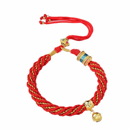 Mythstone Tibetan Handmade Luck Protection Thangka Prayer Wheel Bell Charm Braid String Bracelet