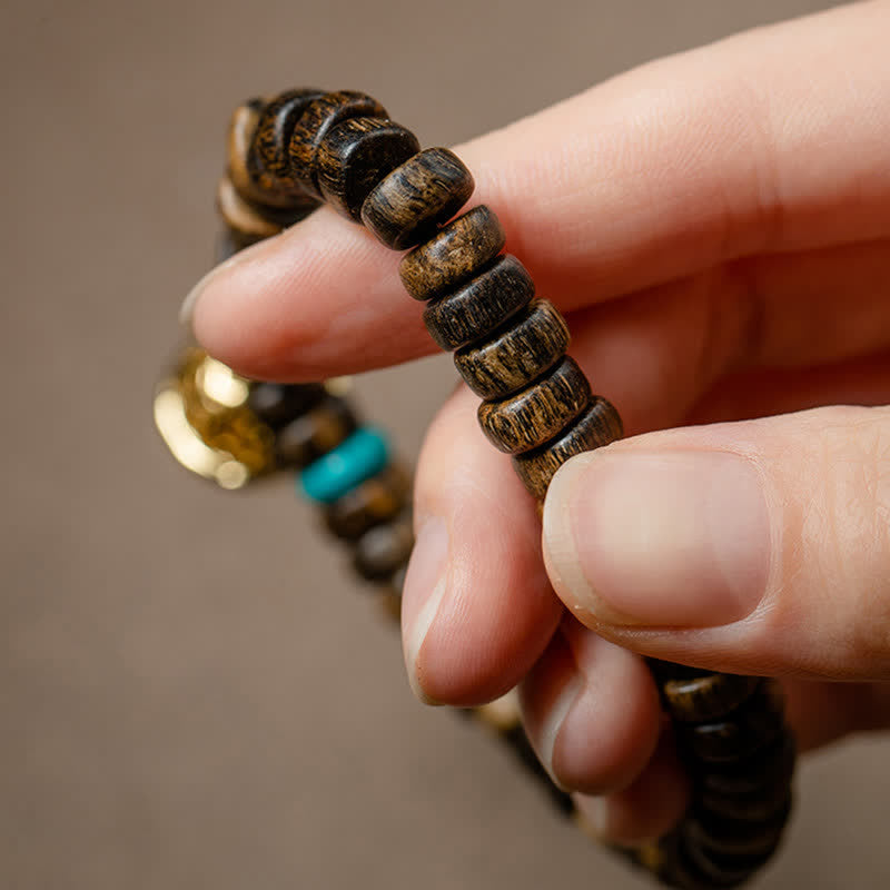 Mythstone Agarwood Red Agate Turquoise Balance Strength Bracelet