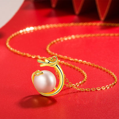 Mythstone 925 Sterling Silver Year Of The Dragon Pearl Success Necklace Pendant