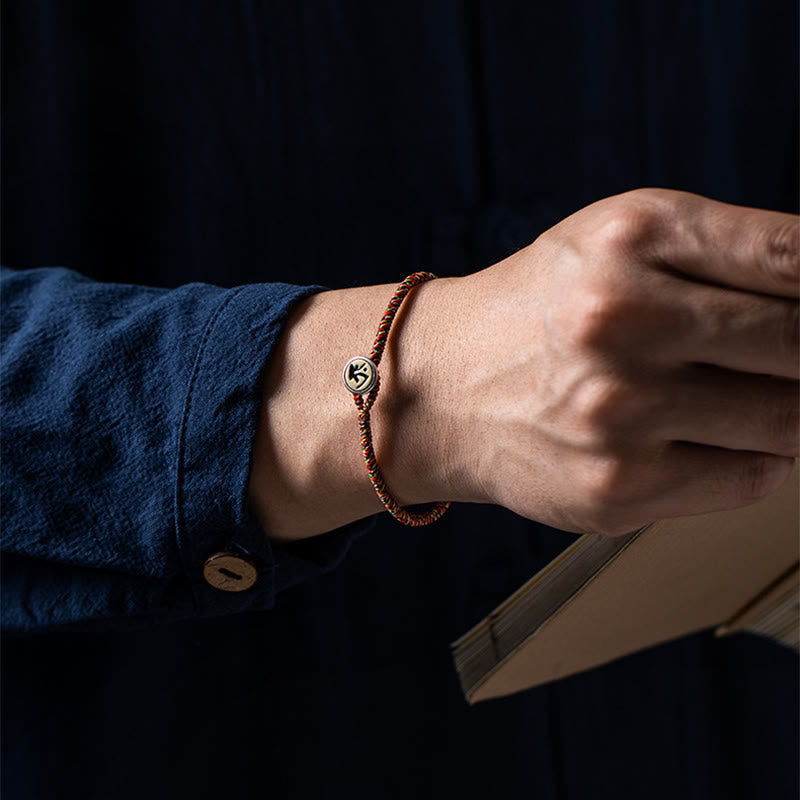 Pulsera de cuerda colorida con protección de Buda natal del zodíaco chino hecha a mano en plata de ley 925 de Mythstone 