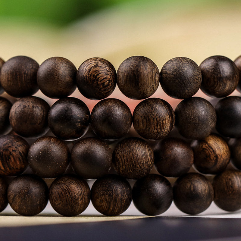 MythStone 108 Mala Beads Indonesia Tarakan Rare Agarwood Cyan Jade Ward Off Evil Spirits Bracelet