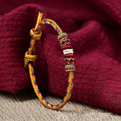 Mythstone Handmade Dunhuang Color Luck Braid String Bracelet