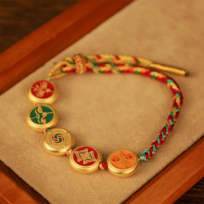 Mythstone Tibetan Five God Of Wealth Colorful Rope Braided Luck Bracelet