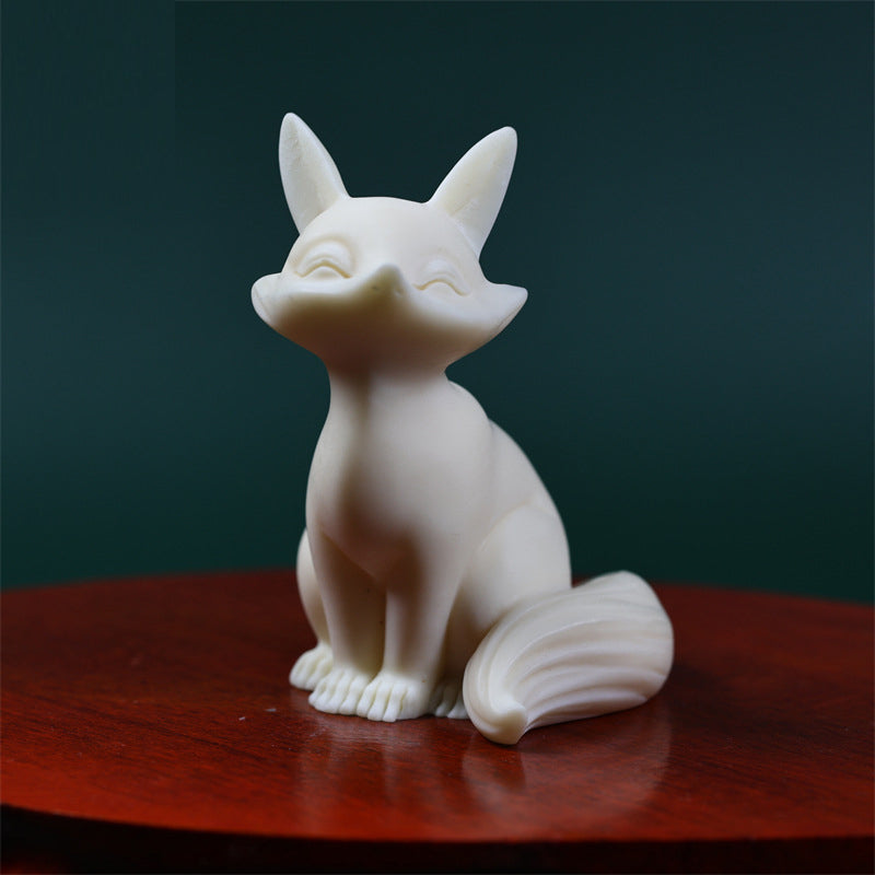 Mythstone Mini Nine-tailed Fox Ivory Fruit Protection Home Decoration