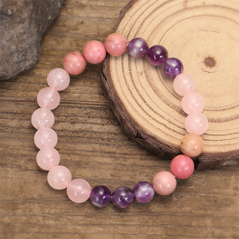 Mythstone 108 Mala Beads Amethyst Rose Quartz Spiritual Healing Tassel Bracelet