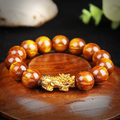 Mythstone Lucky Golden Tiger Eye Abundant Pixiu Bracelet