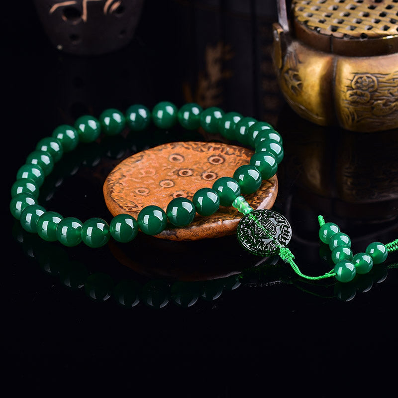 Mythstone Natural Green Agate Wrist Mala Manifestation Pocket Mala Car Decoration