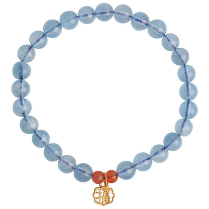 Mythstone Natural Aquamarine Red Agate Healing Charm Bracelet