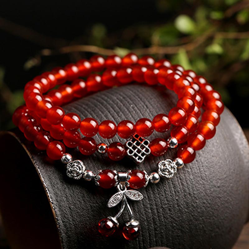 Pulsera y collar de bendición con cuentas de ágata roja natural Mythstone 