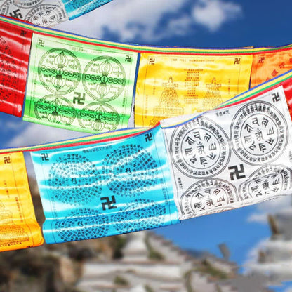 Mythstone Tibetan 5 Colors Windhorse Auspicious Swastika Outdoor 20 Pcs Prayer Flag