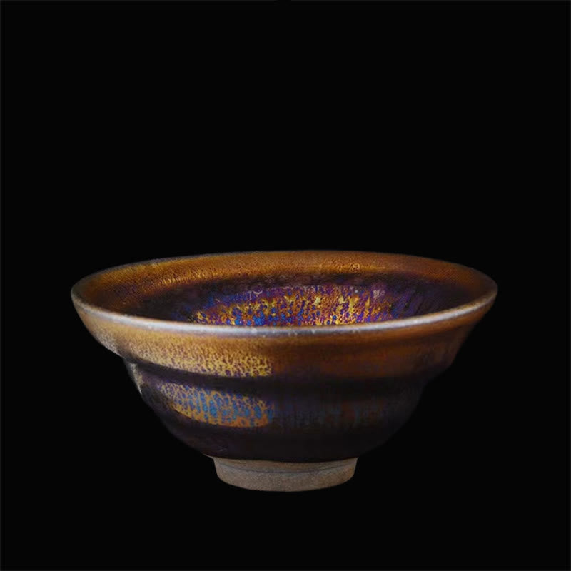 Mythstone Chinese Jianzhan Colorful Milky Way Glaze Ceramic Teacup Tenmoku Kung Fu Tea Cup