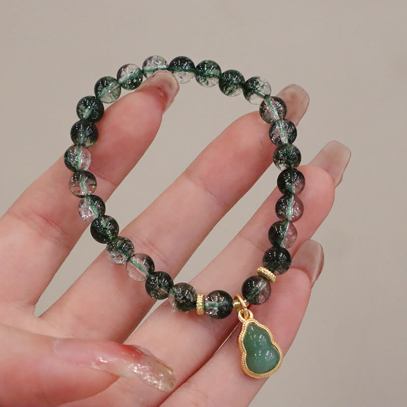 Pulsera con dije de Buda de calabaza con fantasma verde natural de Mythstone 