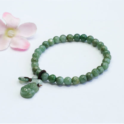 MythStone Laughing Buddha Cyan Jade Healing Bracelet