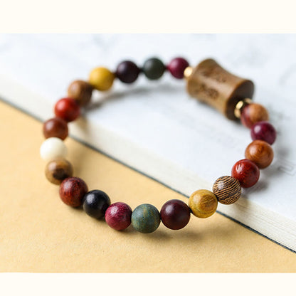 Mythstone Tibet Multicolored Sandalwood Om Mani Padme Hum Protection Bracelet