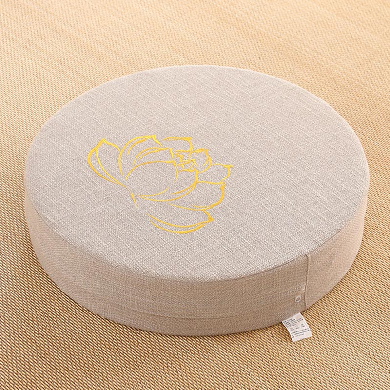 Mythstone Lotus Embroidery Cotton Linen Meditation Seat Cushion