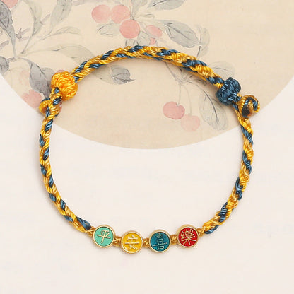 Pulsera trenzada de hilo de color Dunhuang hecha a mano con protección de la paz y la alegría Mythstone 