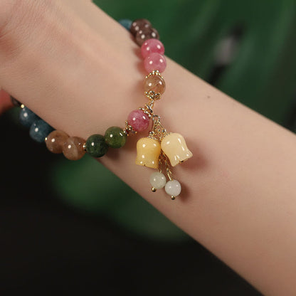 MythStone Natural Colorful Tourmaline Flower Bead Love Bracelet