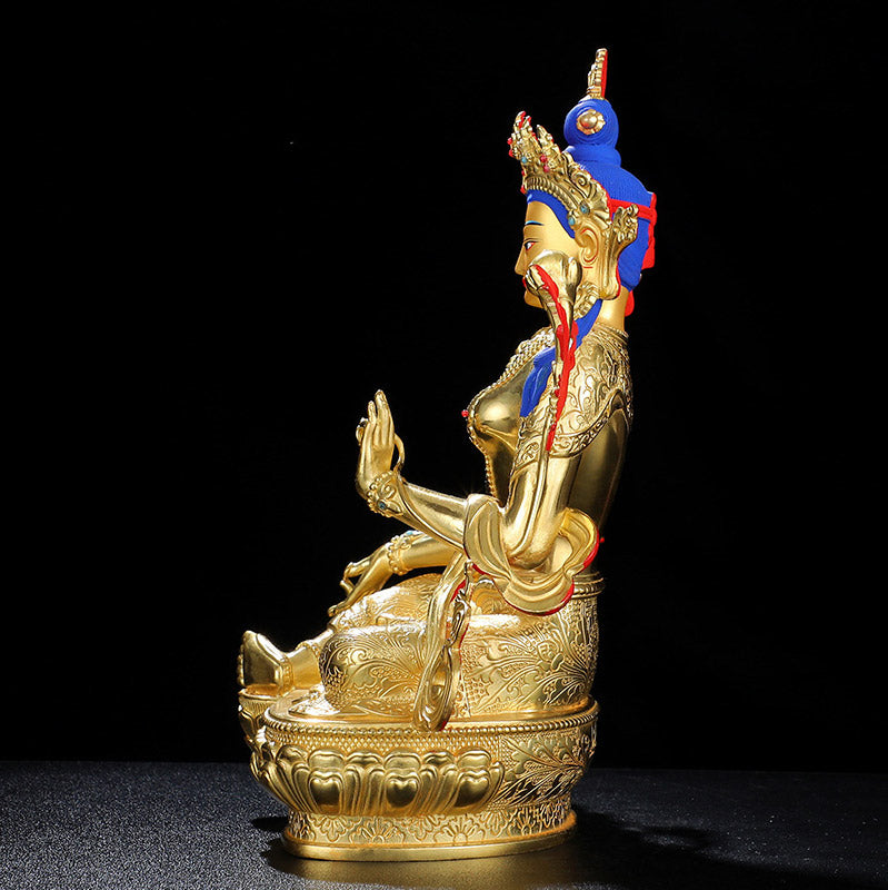 Mythstone Bodhisattva Green Tara Protection Copper Gold Plated Statue Decoration