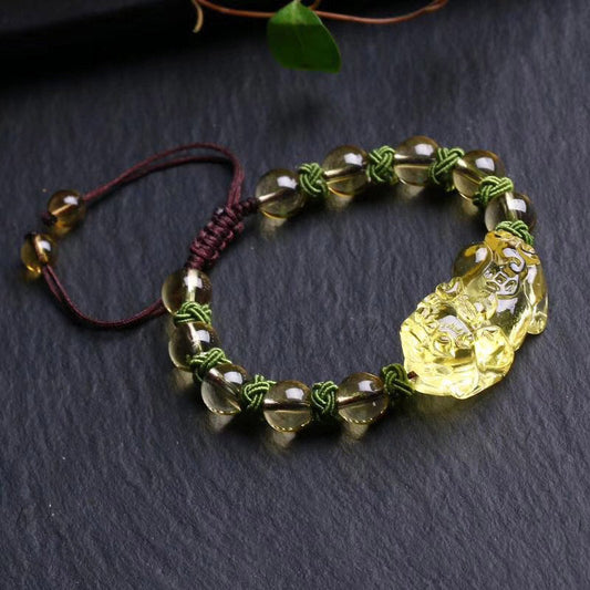 Mythstone Natural Citrine Pixiu Wealth Protection Bracelet