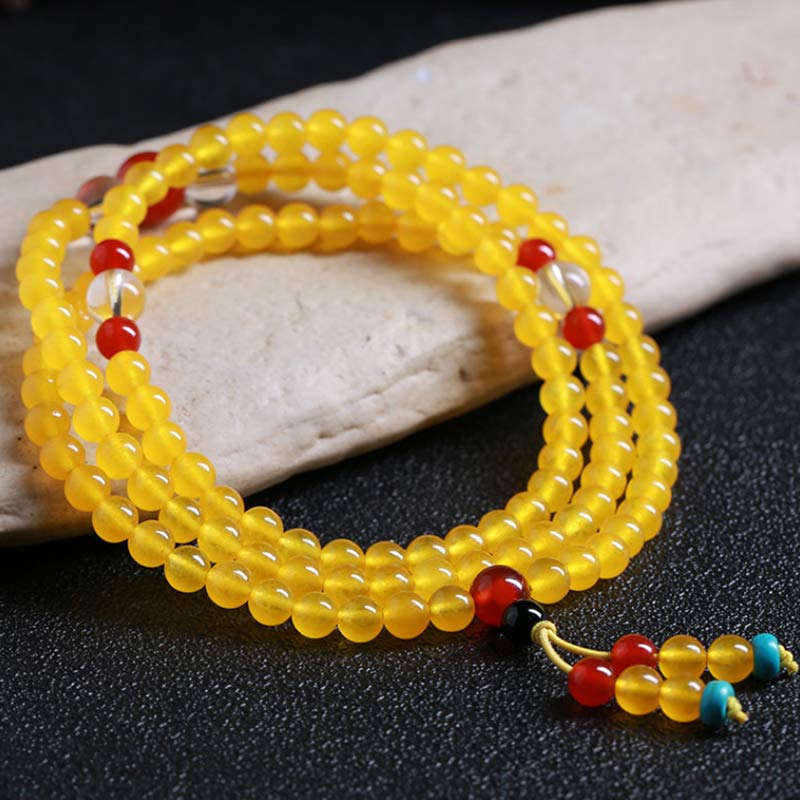 Mythstone 108 Mala Beads Yellow Chalcedony Harmony Bracelet