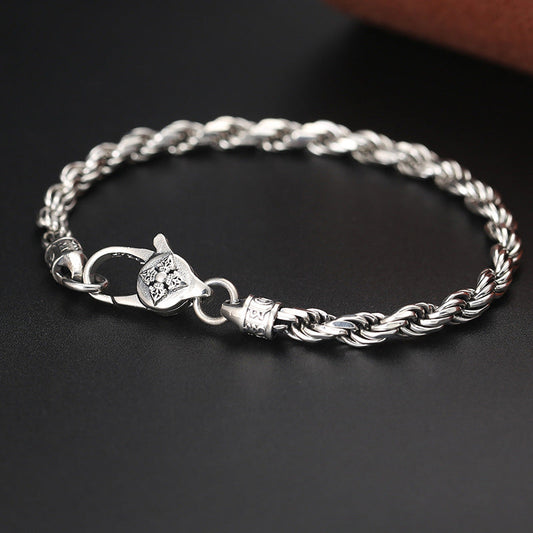 Mythstone 925 Sterling Silver Tibet Om Mani Padme Hum Double Dorje Vajra Twisted Design Peace Love Bracelet