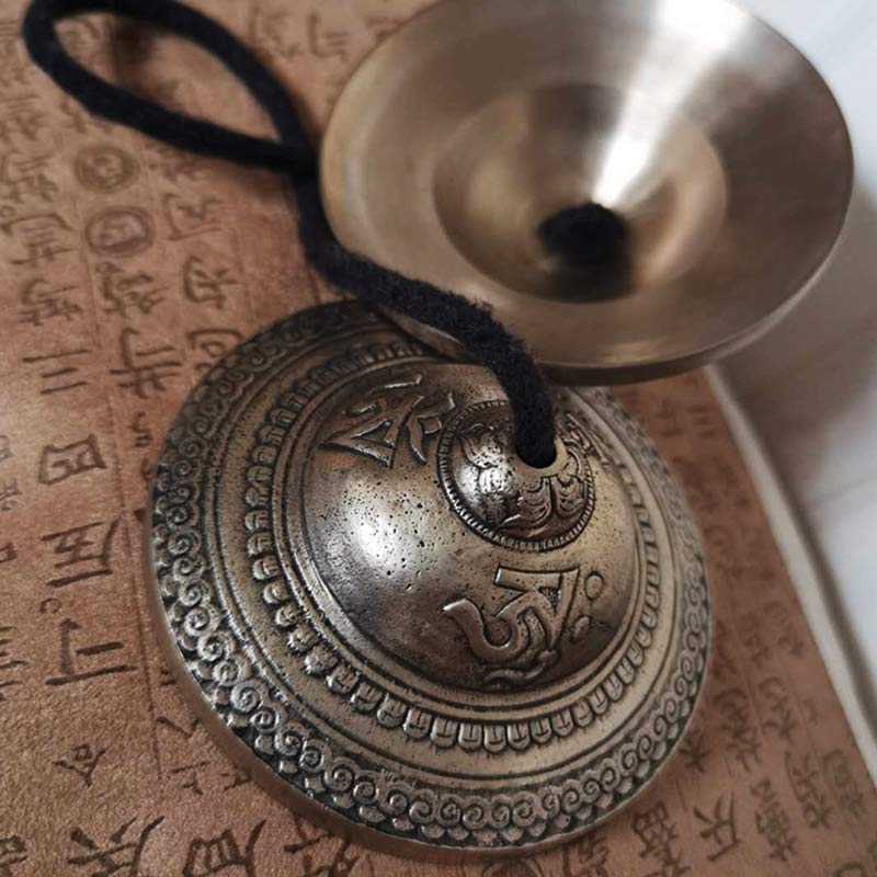 Mythstone Tibetan Tingsha Bell Auspicious Cloud Six True Words Copper Wealth Decoration