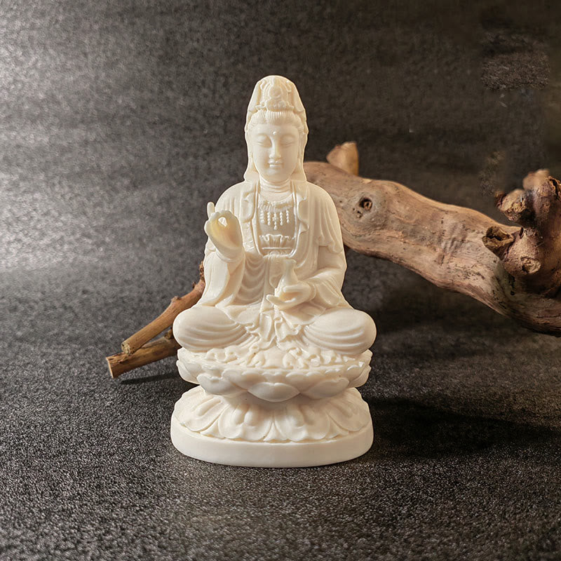 Mythstone Mini Ivory Fruit Tathagata Buddha Lotus Kwan Yin Avalokitesvara Manjusri Samantabhadra Serenity Desk Decoration