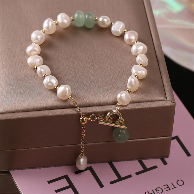 Mythstone Pearl Green Strawberry Quartz Bead Healing Chain Bracelet