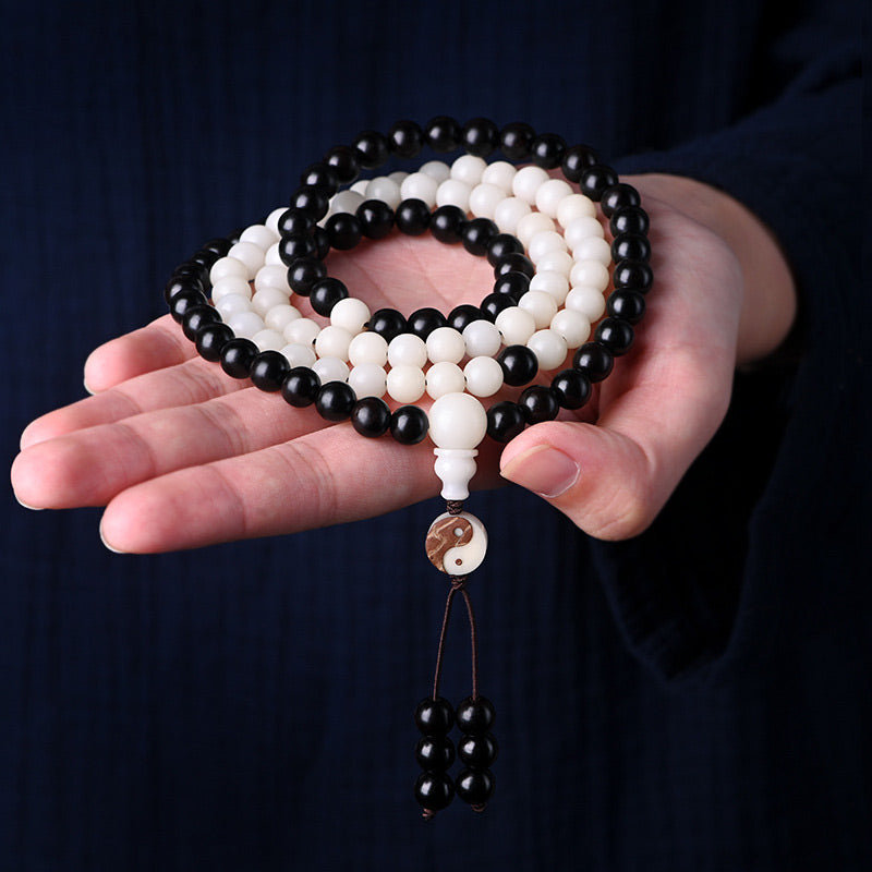 Mythstone Ebony YinYang Protection Necklace Mala